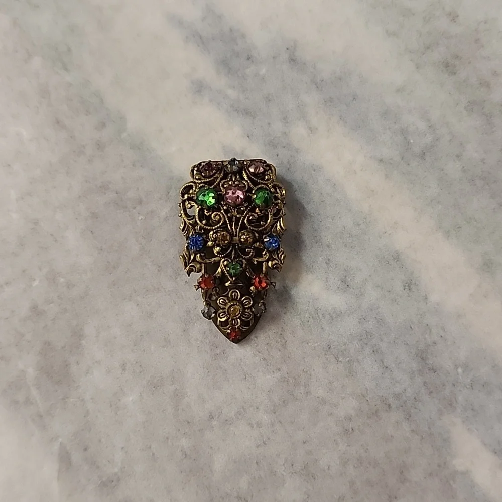 Small MultiColor Rhinestone Dress Clip - Picture 1 of 2